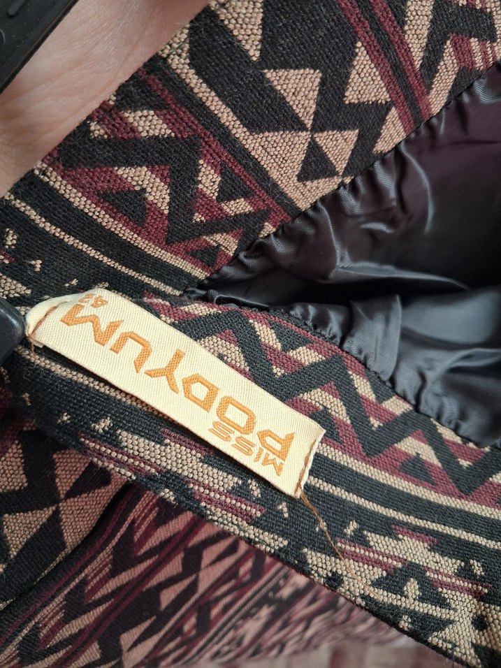 Bohem Desenli Uzun Kahverengi Etek - Görsel 3