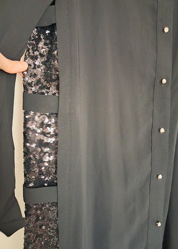 Siyah Uzun Kollu Düğmeli Gotik Tunik - Görsel 2