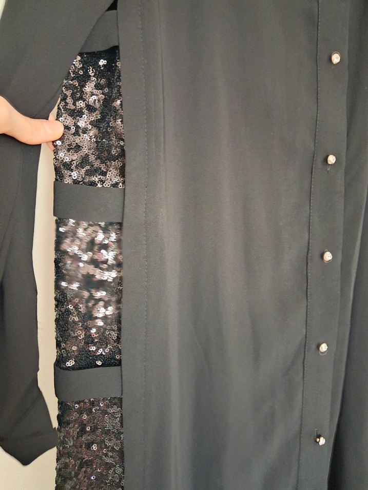 Siyah Uzun Kollu Düğmeli Gotik Tunik - Görsel 2