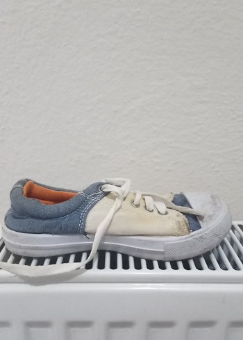 Gri Beyaz Bağcıklı Erkek Çocuk Kot Spor Ayakkabı - Görsel 2