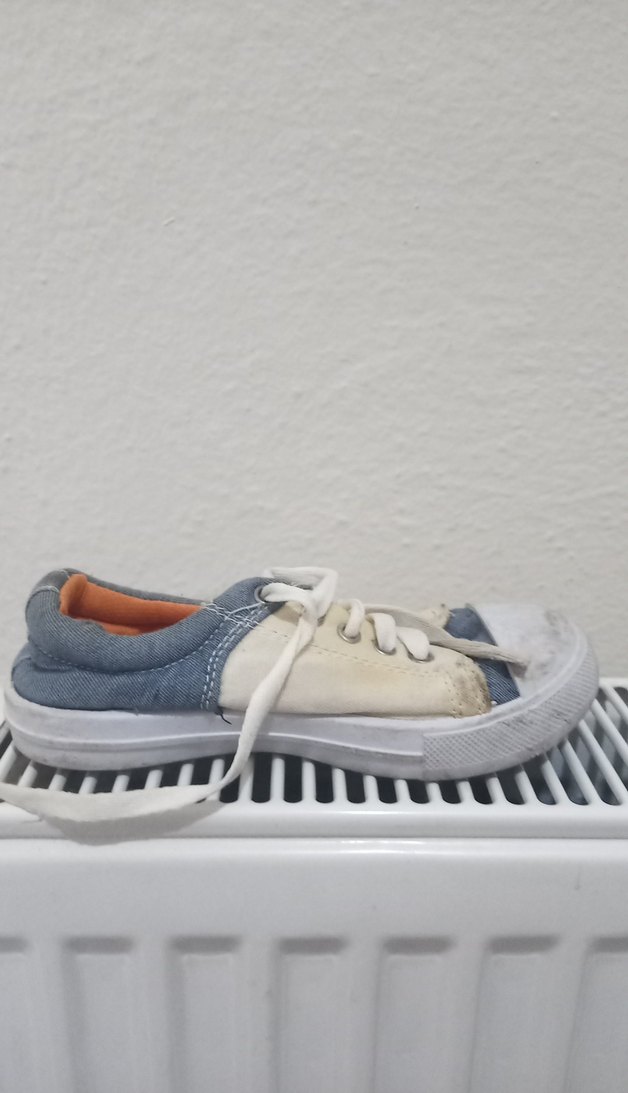 Gri Beyaz Bağcıklı Erkek Çocuk Kot Spor Ayakkabı - Görsel 2