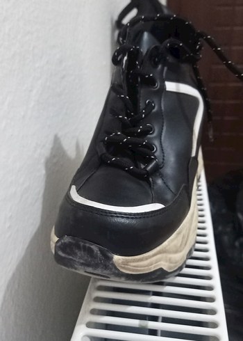 Siyah Gri Zebra Desenli Dolgu Topuklu Spor Ayakkabı - Görsel 5