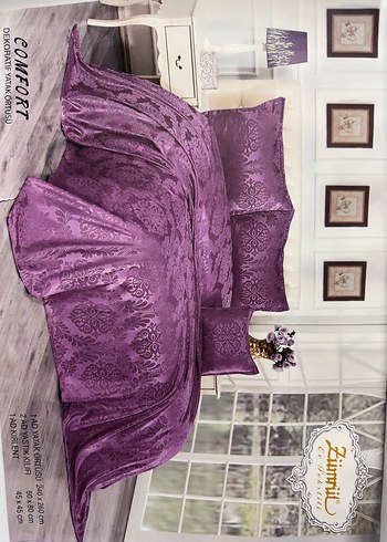 Mor Dantelli Yatak Örtüsü Seti - Görsel 4