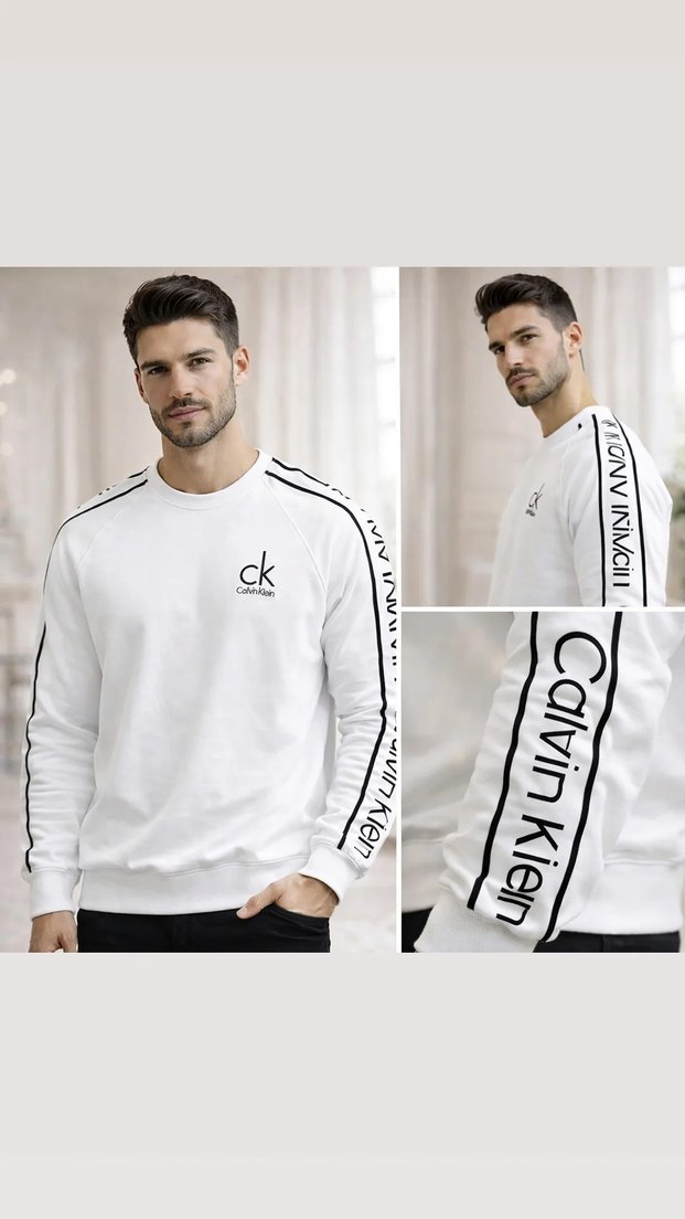 Calvin Klein Beyaz Erkek Sweatshirt - Görsel 2