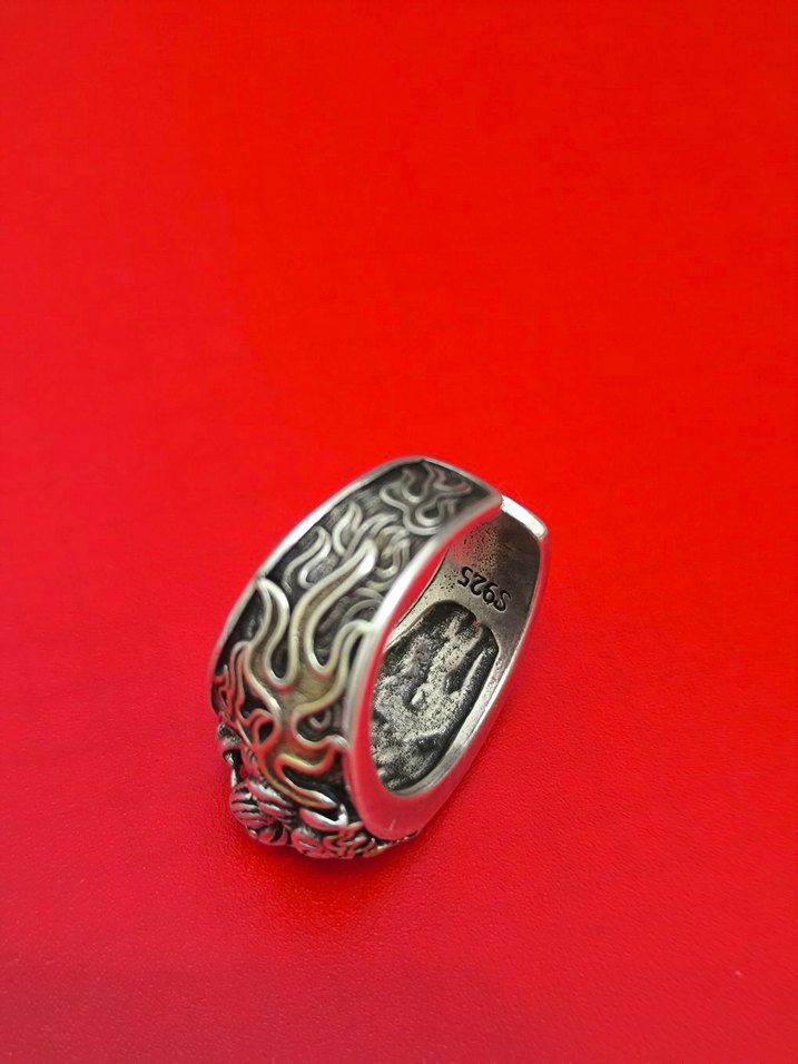 Turkuaz gümüş kaplama Taşlı Bohem Kaplan Yüzük - Görsel 2