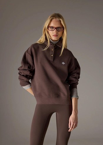 Kadın Kahverengi Uzun Kollu Sweatshirt - Görsel 2