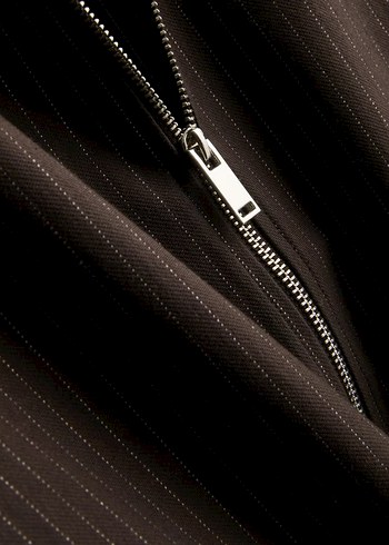 Kadın Koyu Bej Pilili Uzun Kollu Ceket - Görsel 2