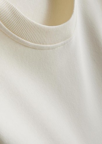 Dantel Detaylı Beyaz Oversize Sweatshirt - Görsel 2