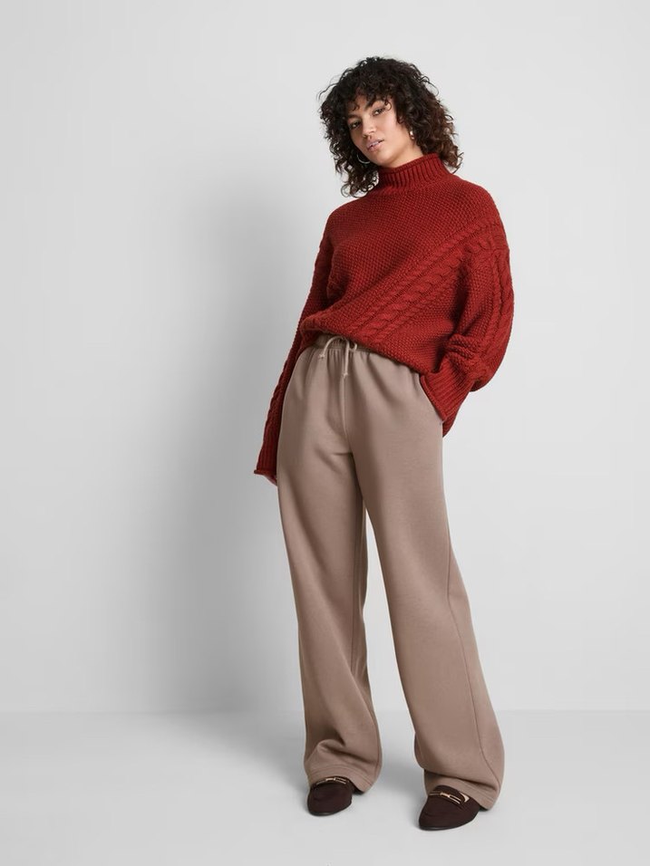 Bej Rahat Kesim Kadın Kumaş Pantolon - Görsel 4