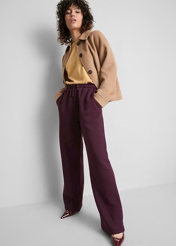 Bordo Rahat Kesim Kadın Eşofman Altı - Görsel 3