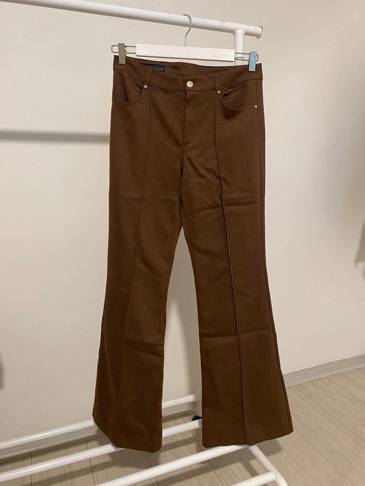 Kemer Detaylı Kahverengi Kadın Denim Pantolon - Görsel 4