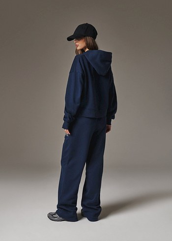 Lacivert Kadın Pamuklu Rahat Eşofman Takımı - Görsel 2