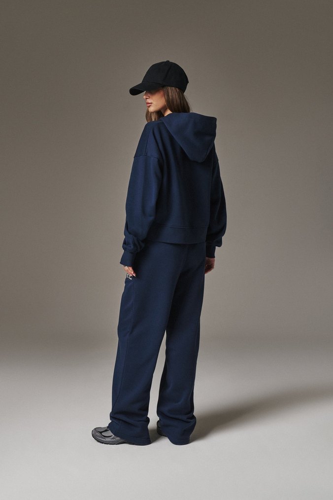 Lacivert Kadın Pamuklu Rahat Eşofman Takımı - Görsel 2