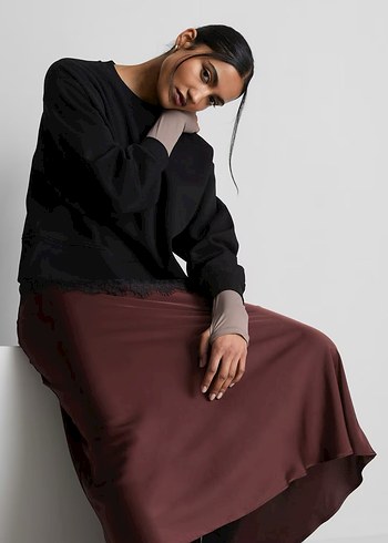 Siyah Salaş Kadın Sweatshirt - Görsel 3