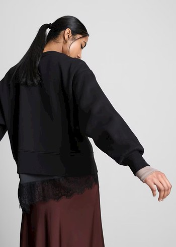 Siyah Salaş Kadın Sweatshirt - Görsel 2