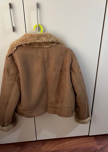 Kürklü Bej Süet Kadın Ceket - Görsel 3