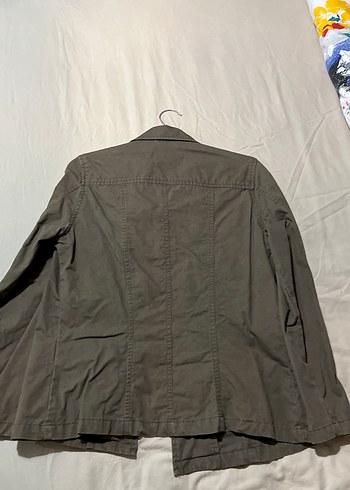 Düğmeli Bej Kadın Keten Ceket - Görsel 3