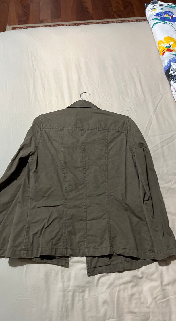 Düğmeli Bej Kadın Keten Ceket - Görsel 3