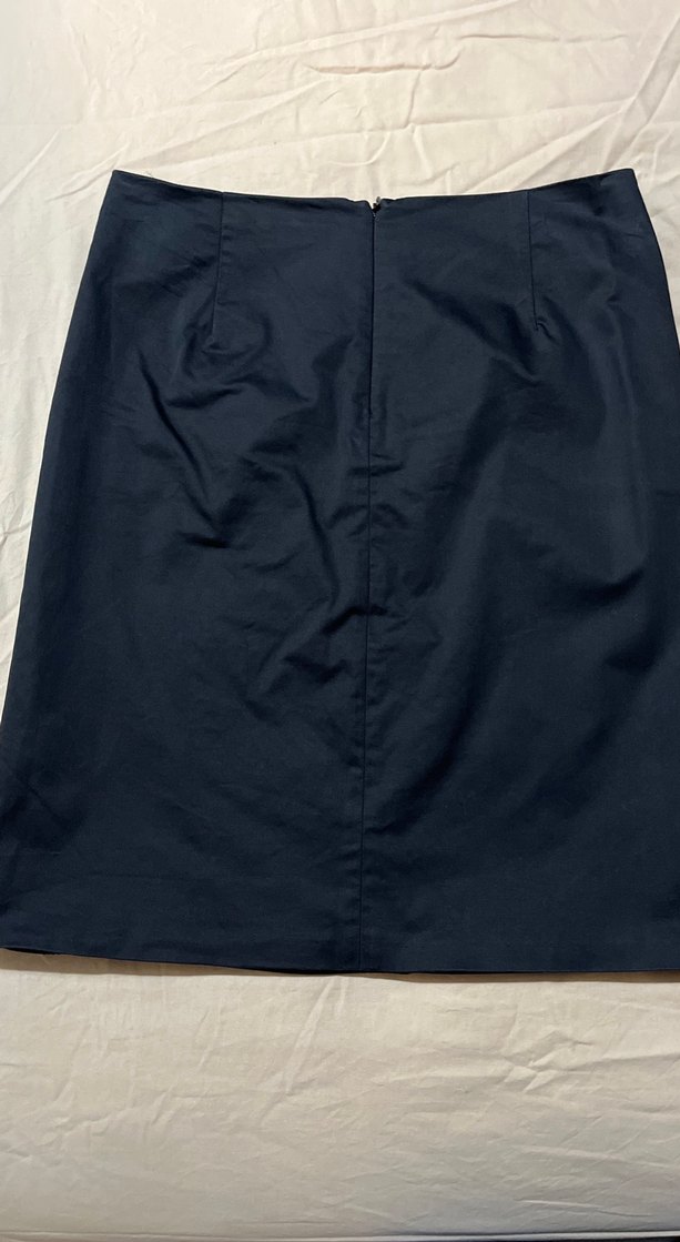 Lacivert Midi Keten Kalem Etek - Görsel 2