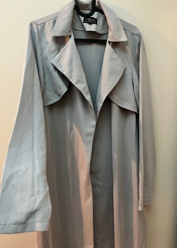 Gri Uzun Drapeli Kadın Trençkot - Görsel 2