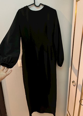 Siyah Uzun Keten Salaş Elbise - Görsel 2