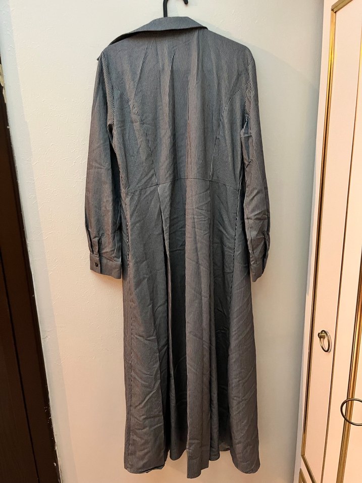 Gri Uzun Hamile Keten Ceket - Görsel 3