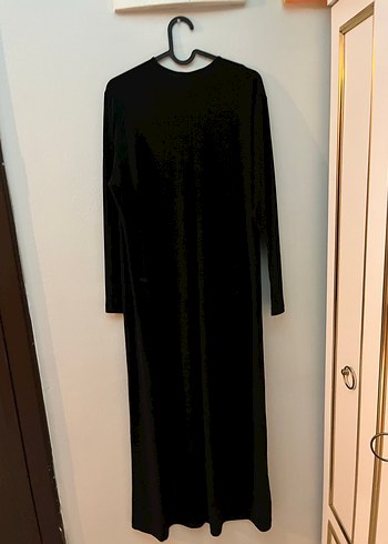 Siyah Uzun Kollu Drapeli Kadın Elbise - Görsel 3