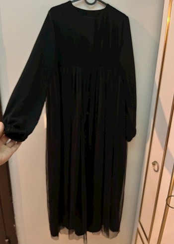 Siyah Uzun Kollu Rahat Kesim Gotik Elbise - Görsel 2