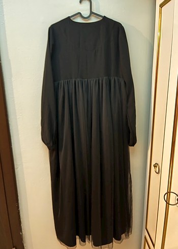 Siyah Uzun Kollu Rahat Kesim Gotik Elbise - Görsel 3