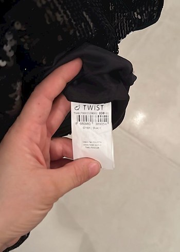 Parlak Siyah KADİFE PALETLİiElbise - Görsel 5