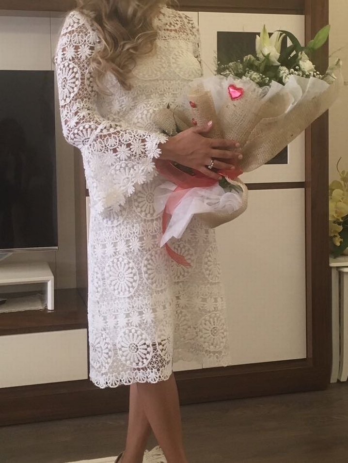 Dantel İşlemeli Uzun Kollu Bohem Nişan Elbisesi - Görsel 4