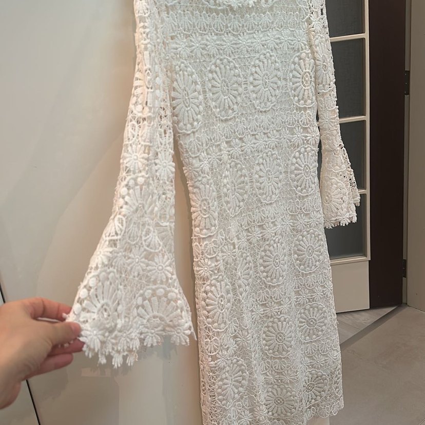 Dantel İşlemeli Uzun Kollu Bohem Nişan Elbisesi - Görsel 5