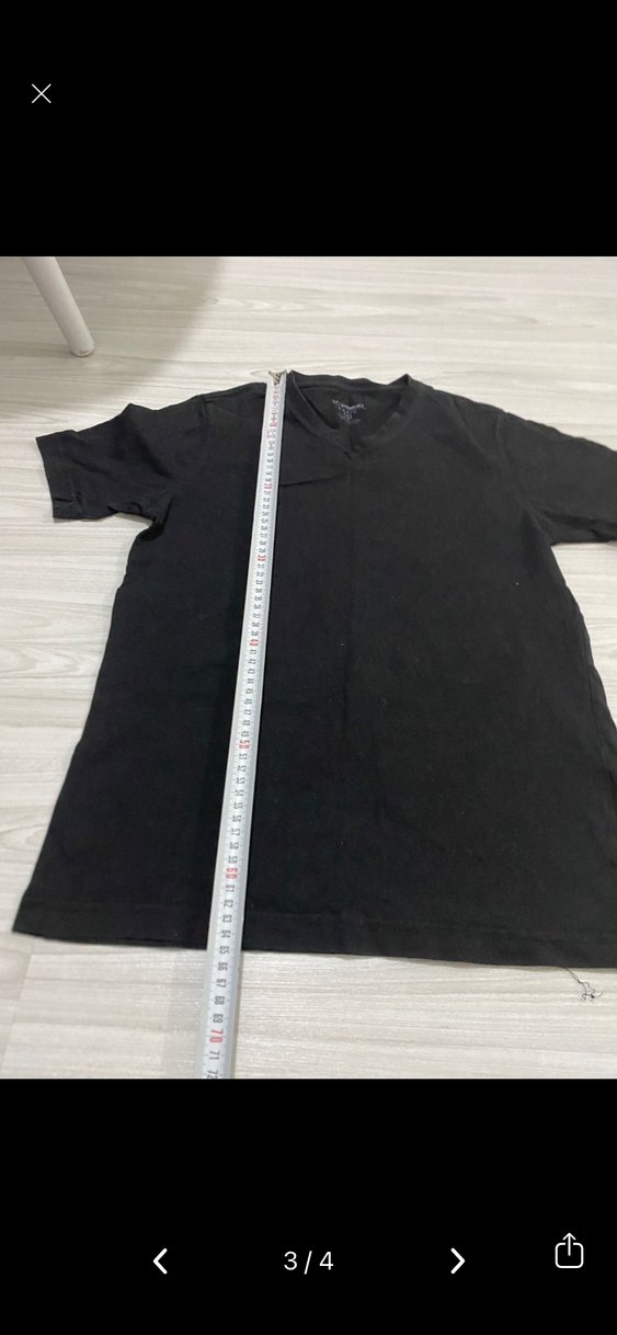 Erkek Siyah V Yaka Kısa Kollu Tişört - Görsel 3