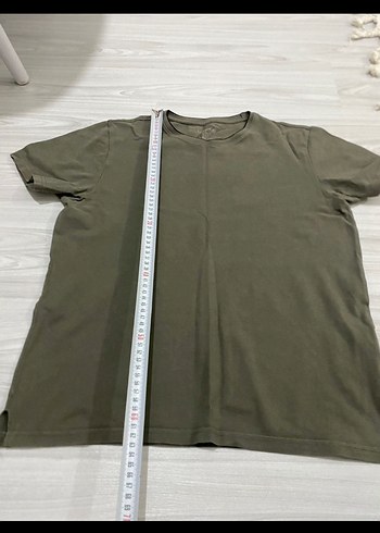 Erkek Keten Kısa Kollu Haki Tişört - Görsel 3