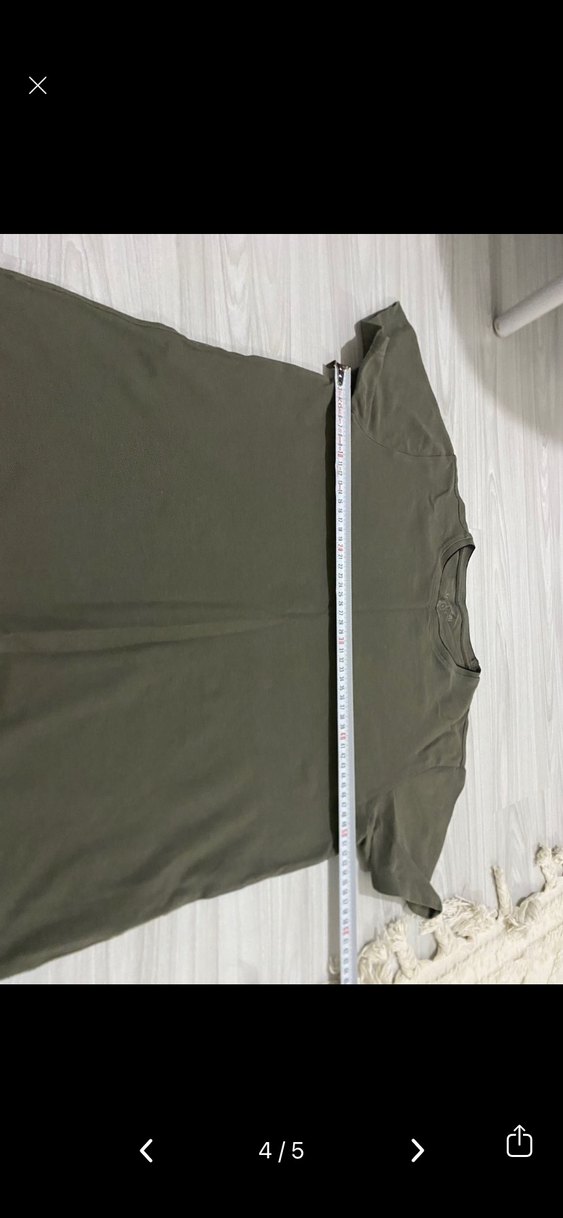 Erkek Keten Kısa Kollu Haki Tişört - Görsel 5