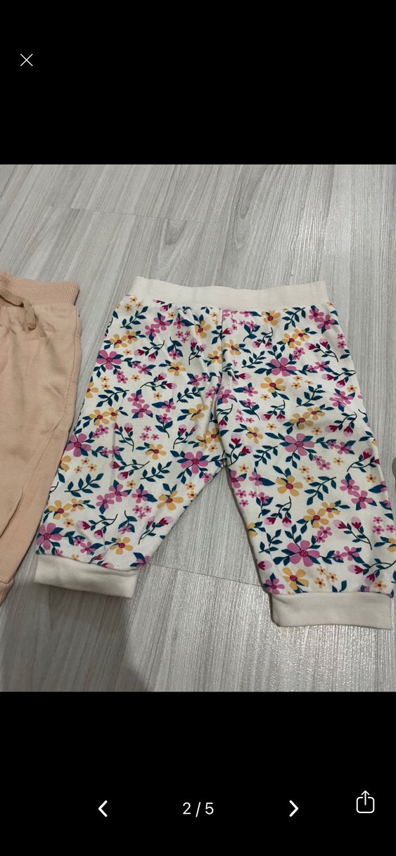 Kız Çocuk Bej ve Desenli Pamuk Pantolon - Görsel 2