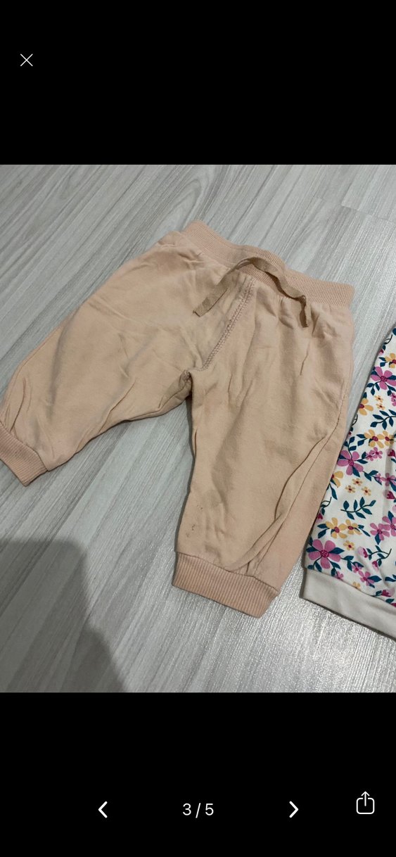 Kız Çocuk Bej ve Desenli Pamuk Pantolon - Görsel 3