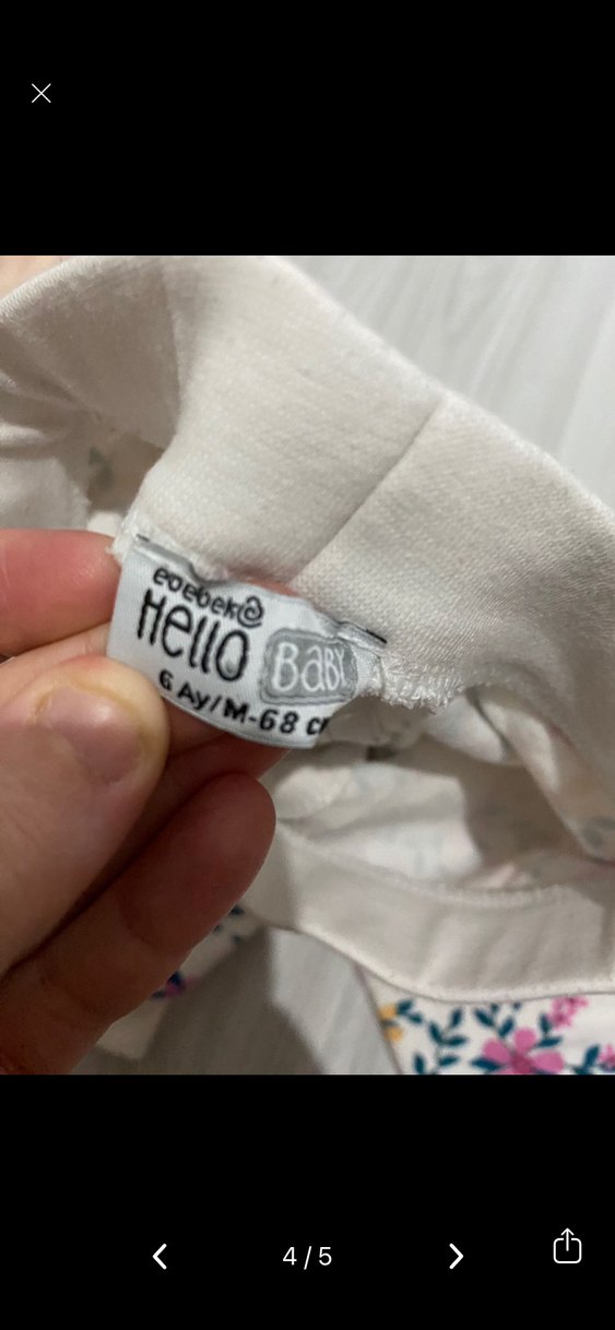 Kız Çocuk Bej ve Desenli Pamuk Pantolon - Görsel 4