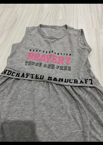 Gri Kız Çocuk Kolsuz Bel Detaylı Elbise - Görsel 2