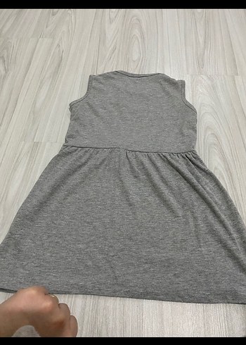 Gri Kız Çocuk Kolsuz Bel Detaylı Elbise - Görsel 3