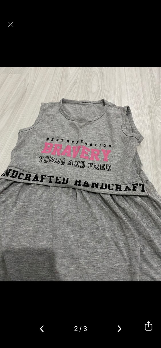 Gri Kız Çocuk Kolsuz Bel Detaylı Elbise - Görsel 2