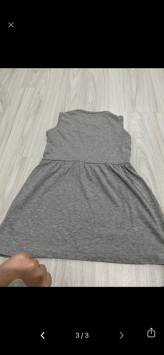 Gri Kız Çocuk Kolsuz Bel Detaylı Elbise - Görsel 3