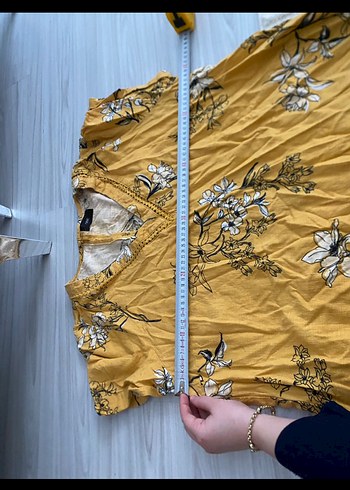 Sarı Çiçek Desenli Midi Bohem Elbise - Görsel 4