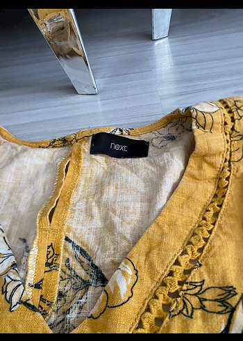 Sarı Çiçek Desenli Midi Bohem Elbise - Görsel 2