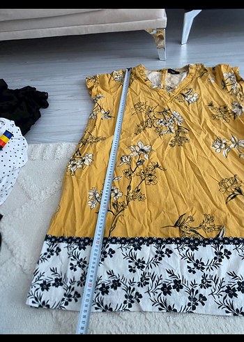 Sarı Çiçek Desenli Midi Bohem Elbise - Görsel 3