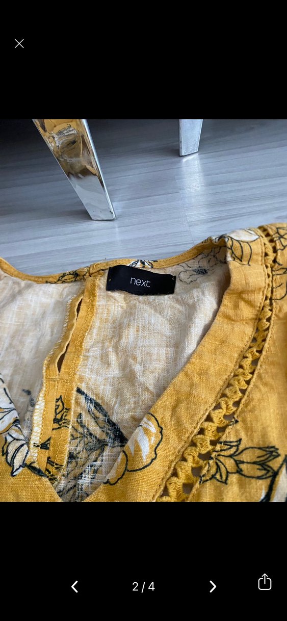 Sarı Çiçek Desenli Midi Bohem Elbise - Görsel 2