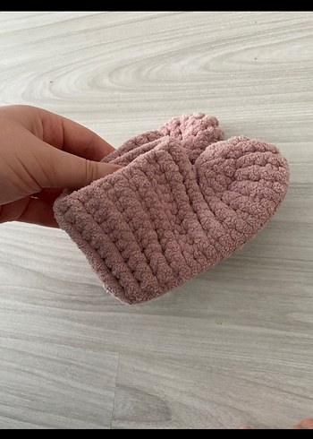Kız Çocuk Pembe Örgü Ev Terliği - Görsel 2