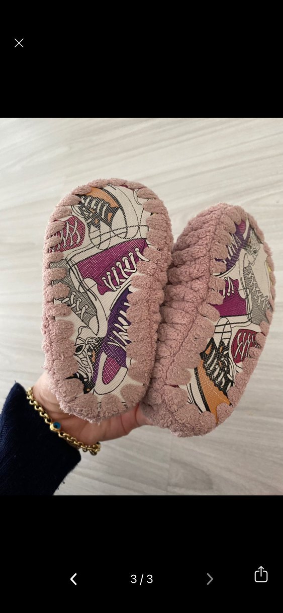 Kız Çocuk Pembe Örgü Ev Terliği - Görsel 3