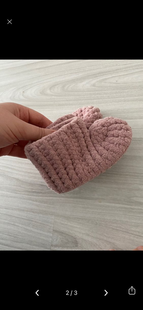 Kız Çocuk Pembe Örgü Ev Terliği - Görsel 2