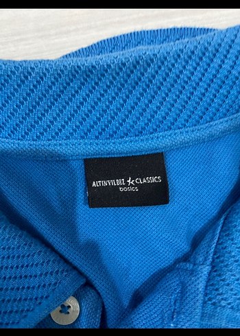 Mavi Kısa Kollu Denim Polo Tişört - Görsel 2